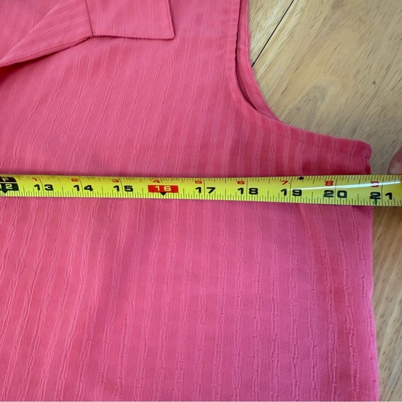 Notations Top Womens Large Pink-coral Sleeveless Button Collared V Neck - Picture 6 of 6